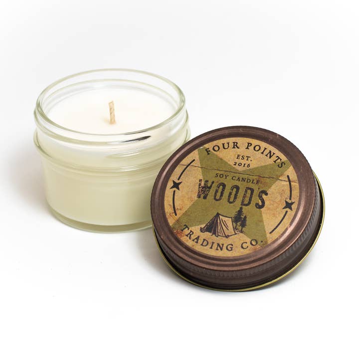 Woods 4 oz Soy Candle for wholesale by Four Points Trading Co