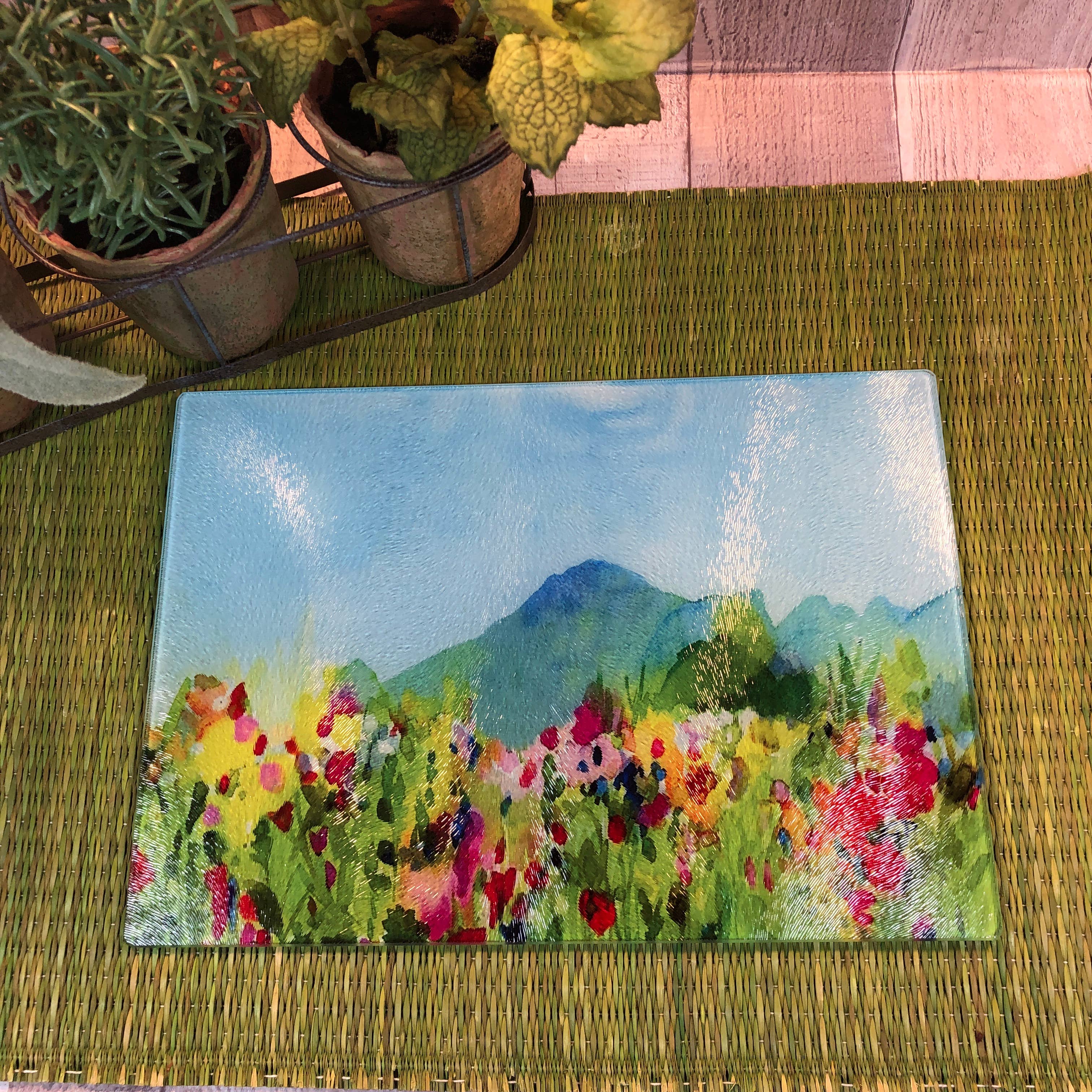 GP Originals - Wholesale Cutting Board - Wildflower Frenzy - 11" x 8" Tempered Glass Cutting Board2