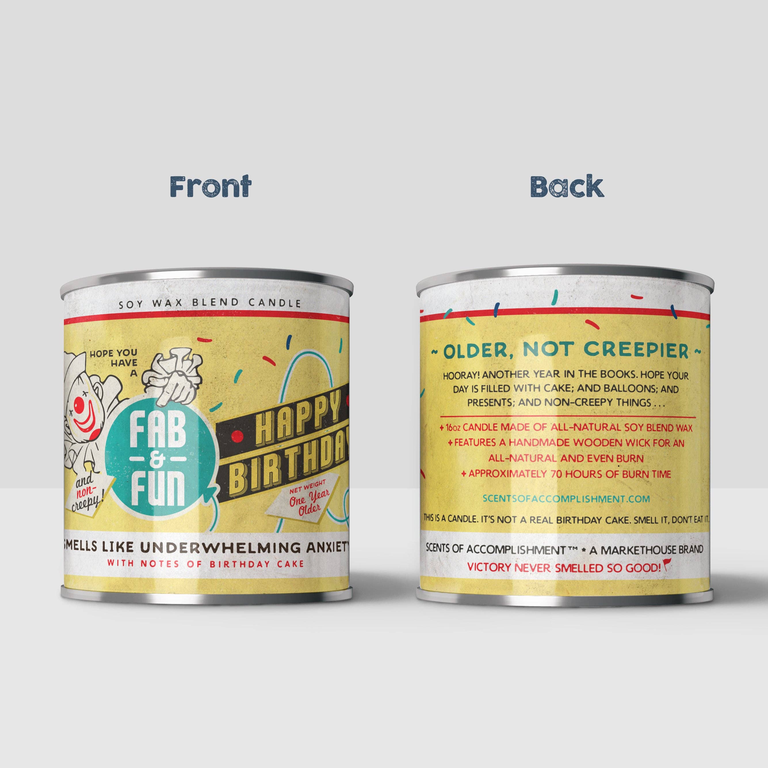 Scents of Accomplishment - Venta al por mayor Velas en tarros - Payaso de cumpleaños de 16 onzas. Vela2