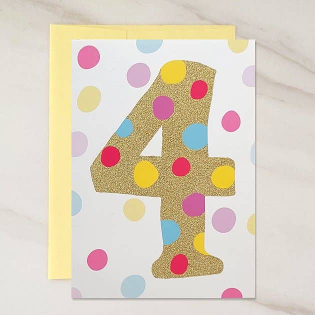 NUMBERS COLLECTION - 4 Year Old Blank Birthday Card for wholesale by Wholesalegreetingcards.co