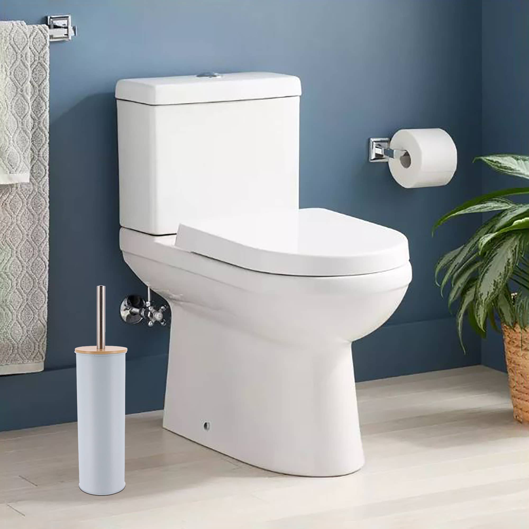 Evideco French Home Goods - Wholesale Toilet Bowl Brush - Metal Toilet Brush and Holder Set With Bamboo Lid9