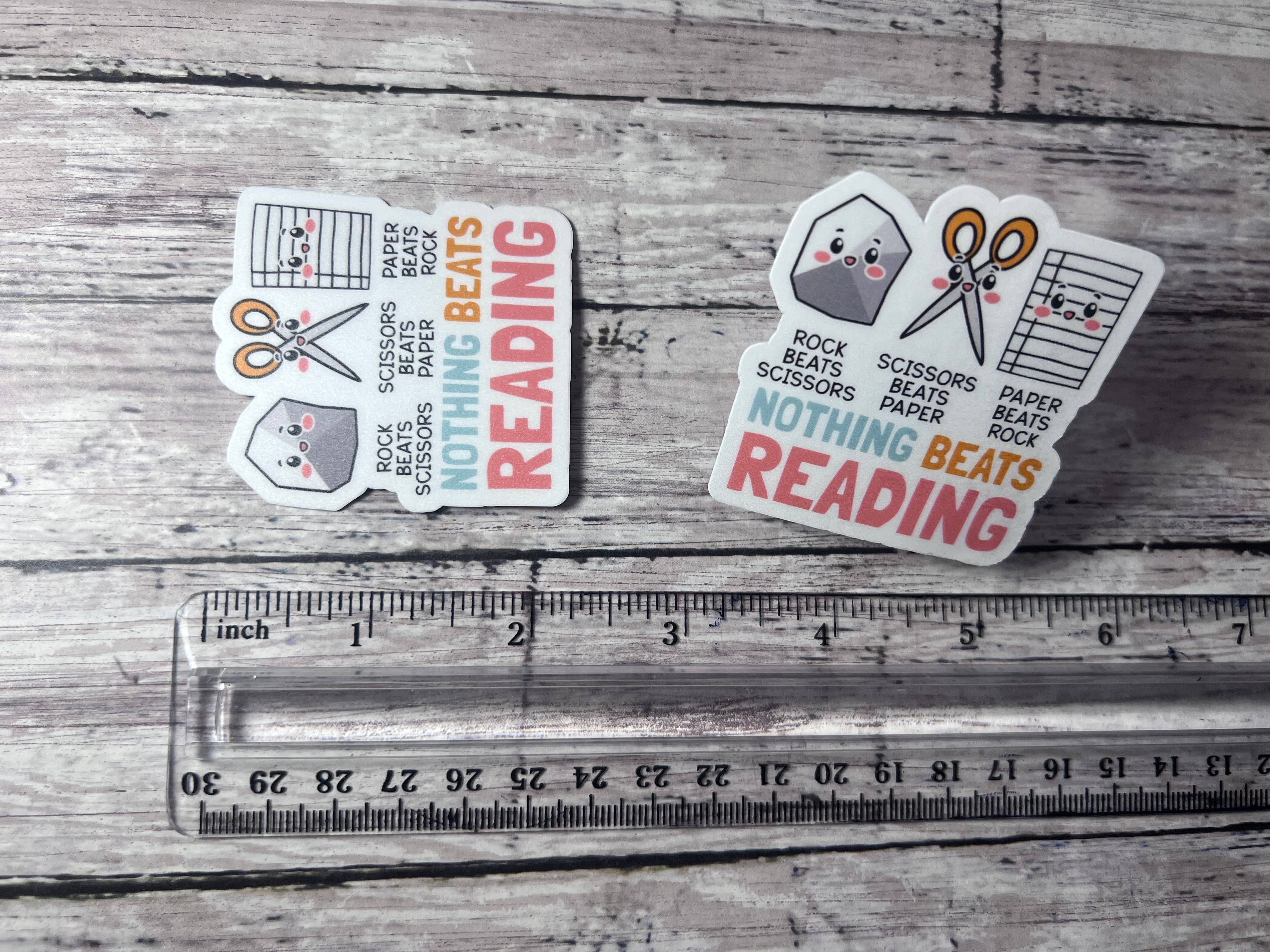 The Teaching Duo - Wholesale Sticker - Rock Paper Scissors Read, Reading Teacher, Cute Sticker2