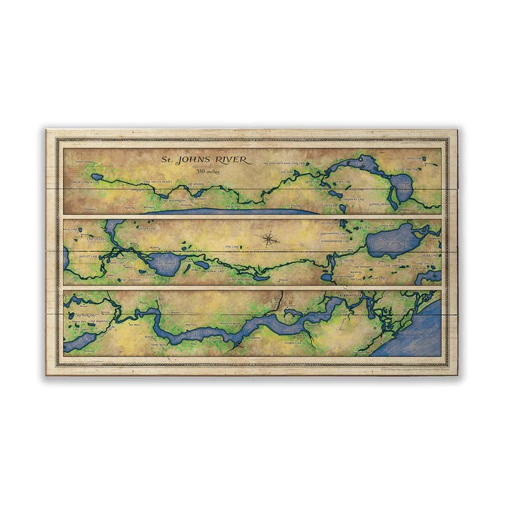 St. John's River, Florida: Illustrated Map - Wall Decor for wholesale by Old Wood Signs