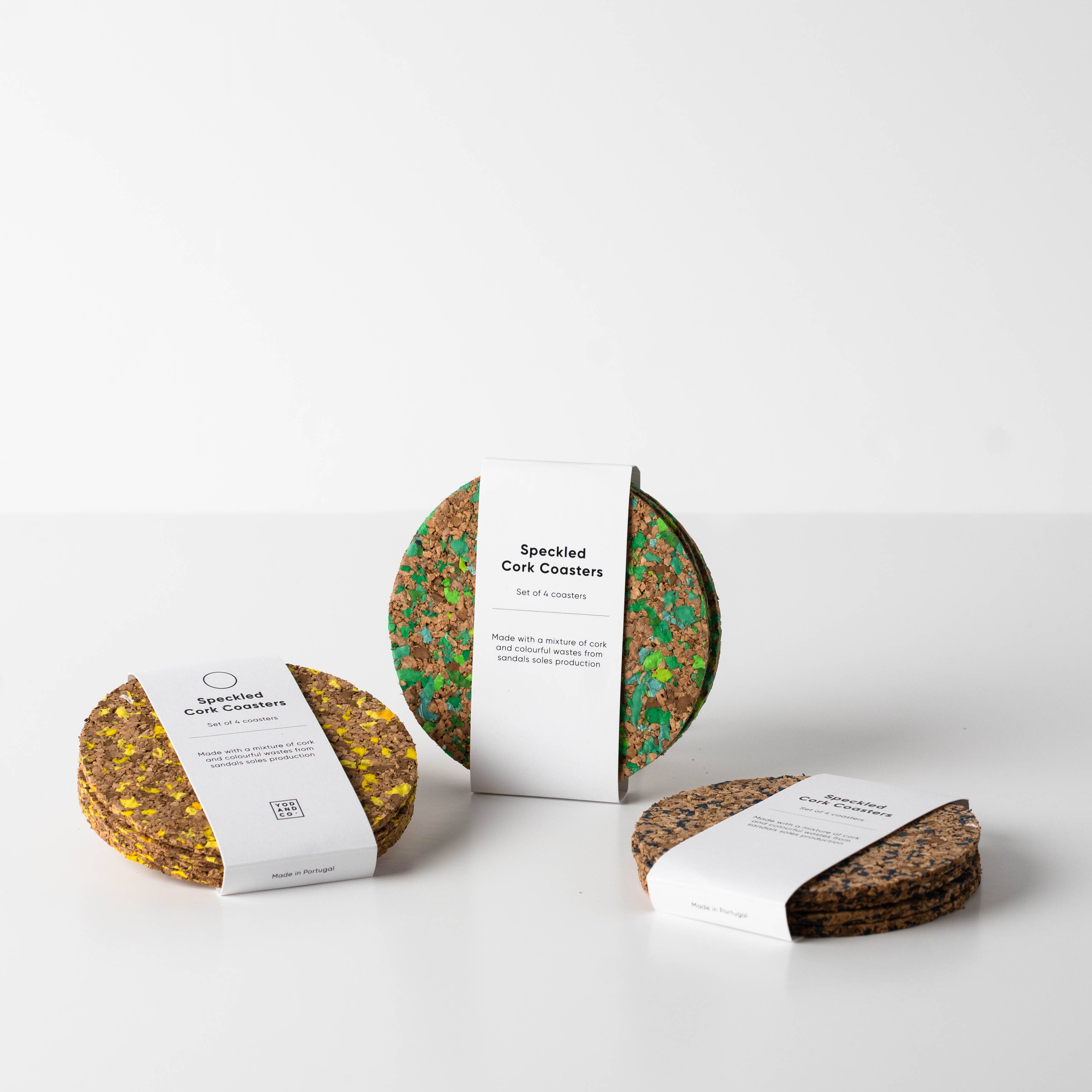 YOD&CO - Wholesale Coasters - Speckled Round Cork Coasters Set of 4 - Yellow3