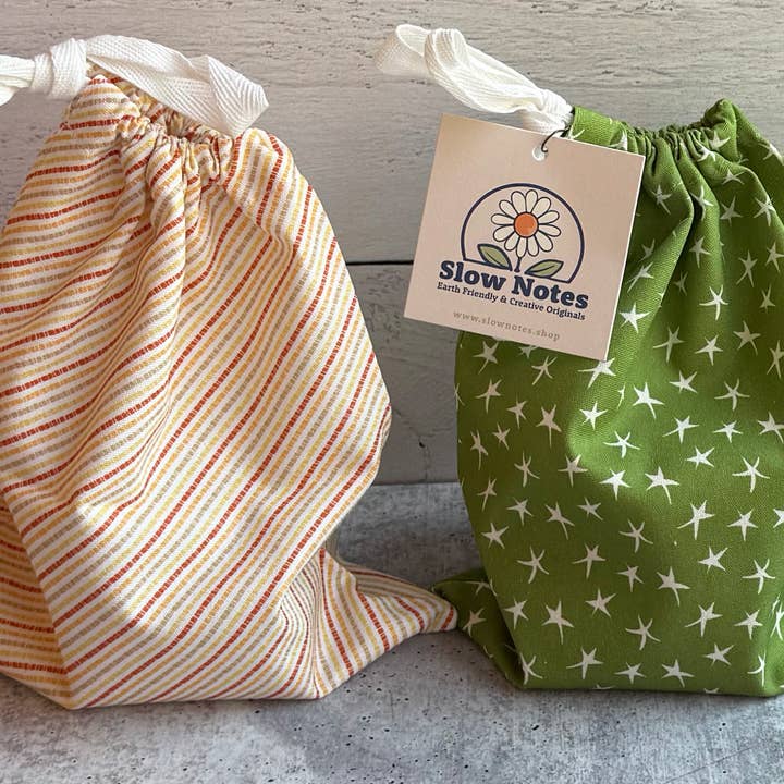 Slow Notes - Wholesale Gift Bag Set/Pack - Reusable Gift Bag Trio – 3-Piece Organic Cotton Set11