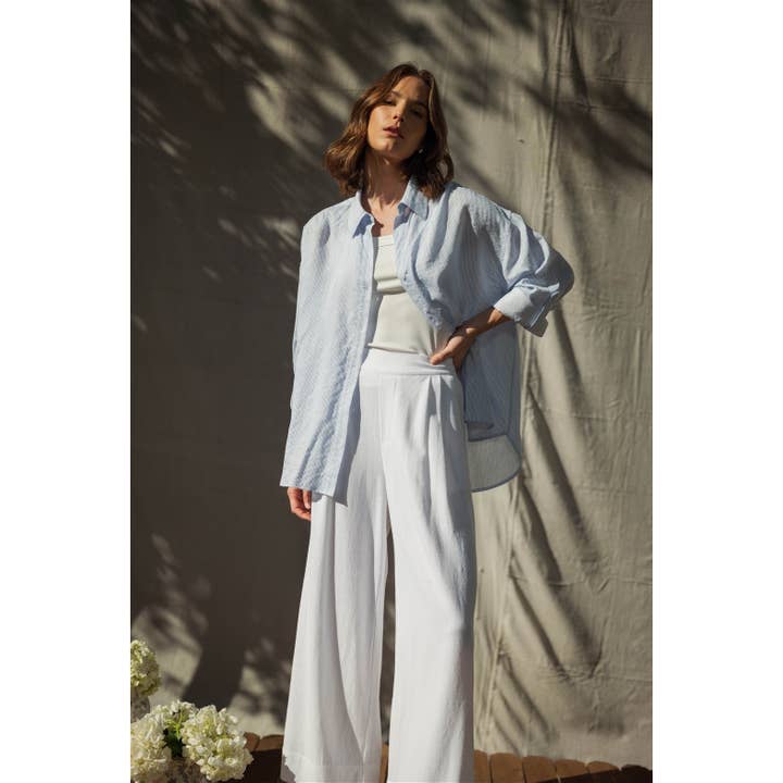 STRIPE OVERSIZED BUTTONDOWN SHIRT for wholesale by FUN2FUN