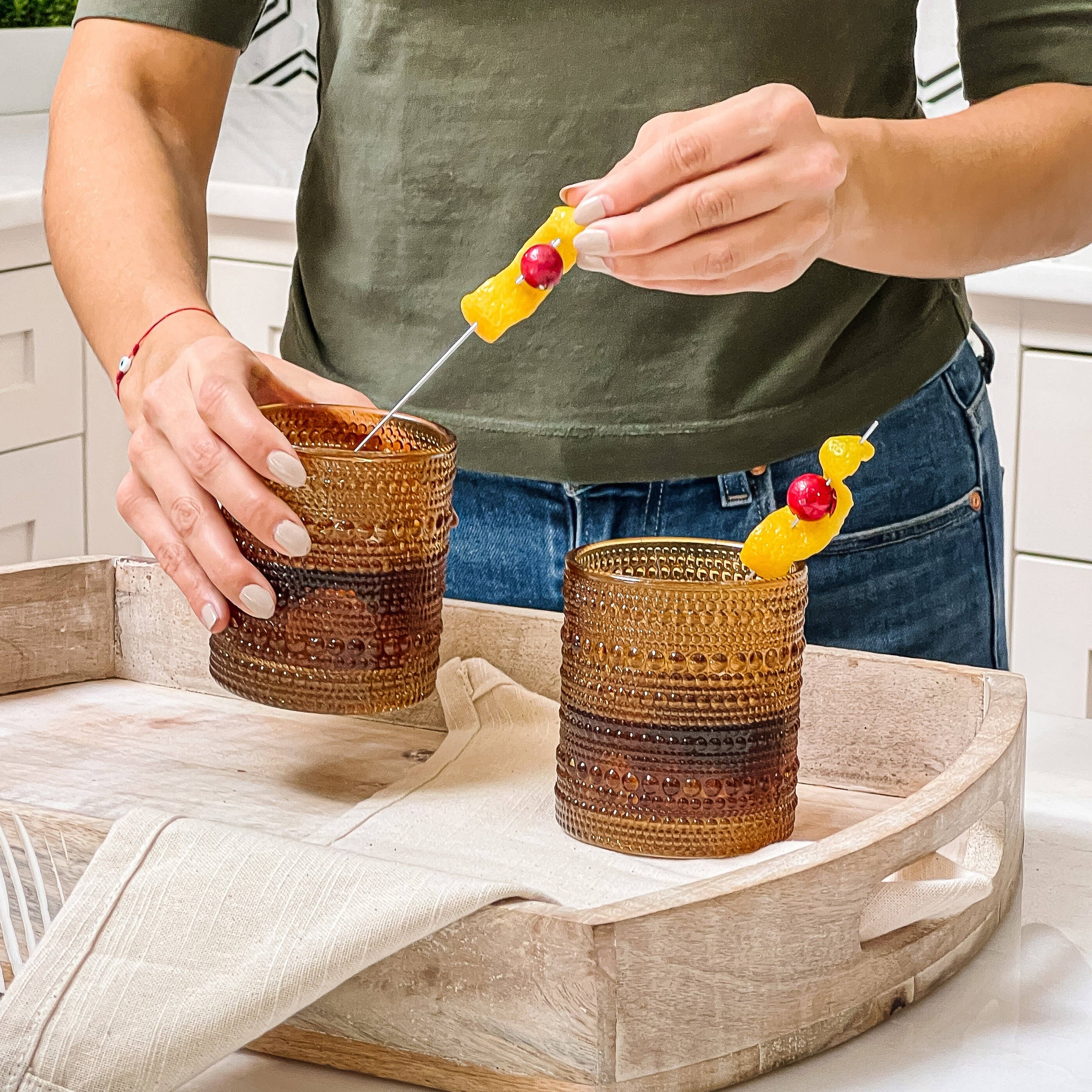 Kate Aspen - Wholesale Drinking Glass/Cup - 10 oz. Textured Hobnail Beaded Amber Drinking Glasses - 6pcs3