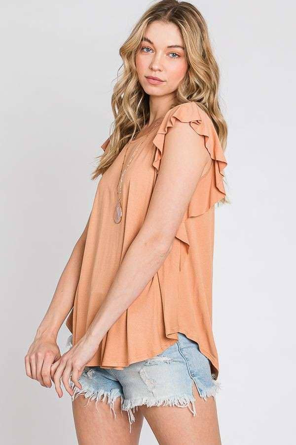 JADE BY JANE - Wholesale Tunic - Women's - Sleeveless Ruffle Top - KRT10374