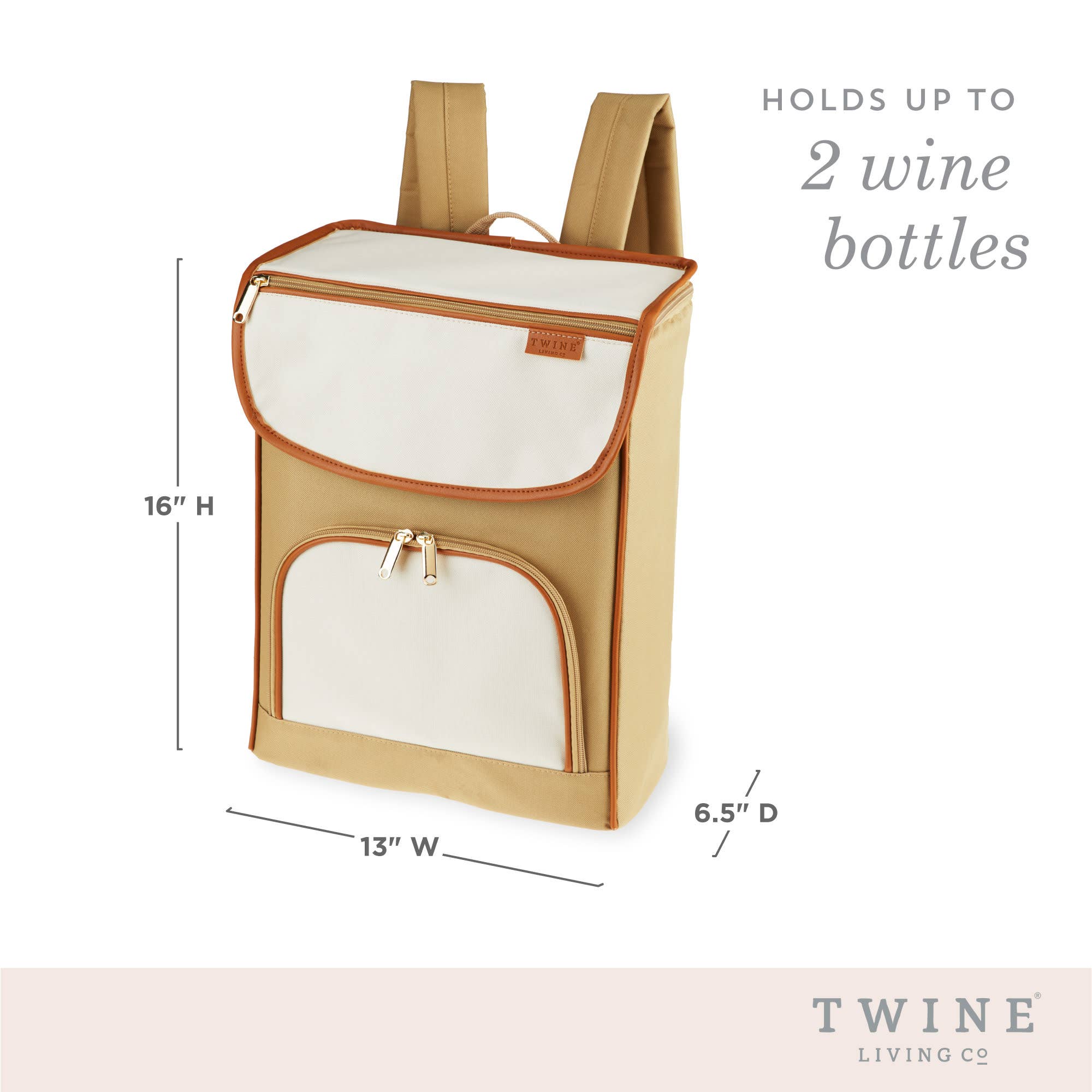 Twine - Wholesale Wine Tote - Insulated Wine Cooler Backpack w/ Corkscrew in Beige4