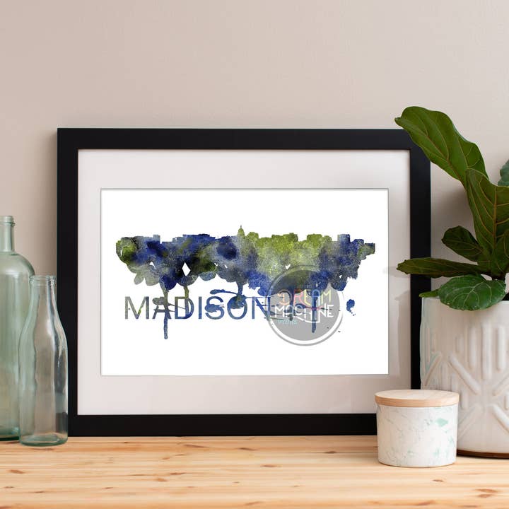 Madison Watercolor Skyline, Madison Skyline, Madison Art, Madison Poster, Madison Print, Madison Art, Madison Map, Madison Wall Art WCS85 for wholesale by DreamMachine Prints