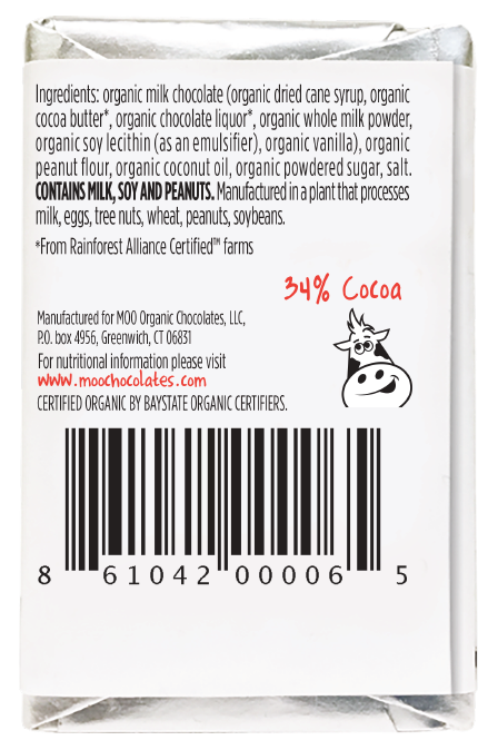 MOO Organic Chocolates - Wholesale Chocolate Bar - Organic Peanut Butter & Milk Chocolate Mini Bars, 0.7 oz2