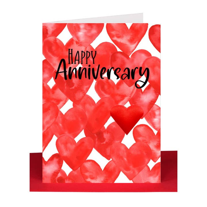 Happy Anniversary Gift Card - Red Hearts En Masse for wholesale by Lil's Cards