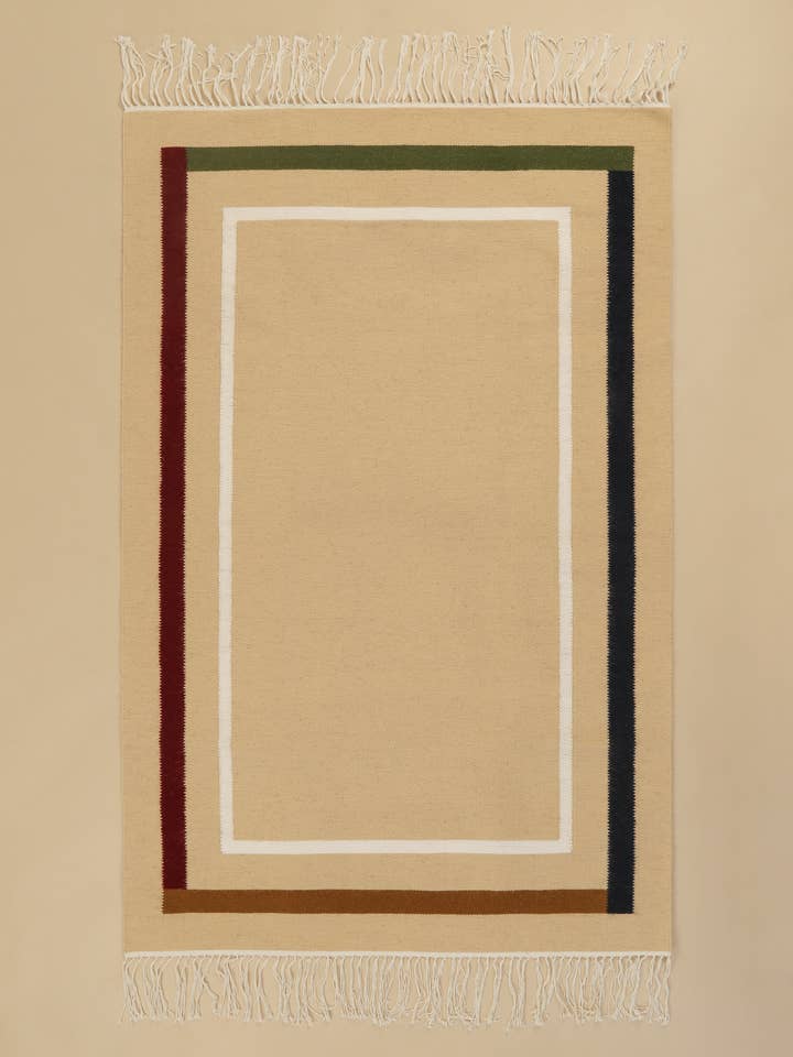 Handwoven Kilim Rug - Zawiya in Multicolour Sand Beige for wholesale by SŪQ