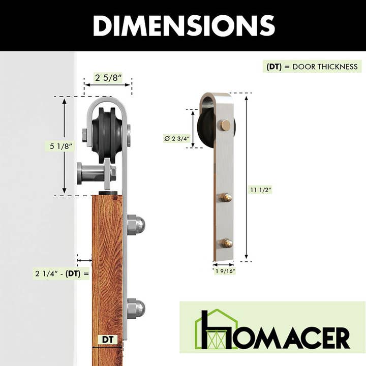 Homacer INC – wholesale Knopp/Handtag – Skjutdörrssats i borstad nickel för ladugårdsdörrar, ej bypass3