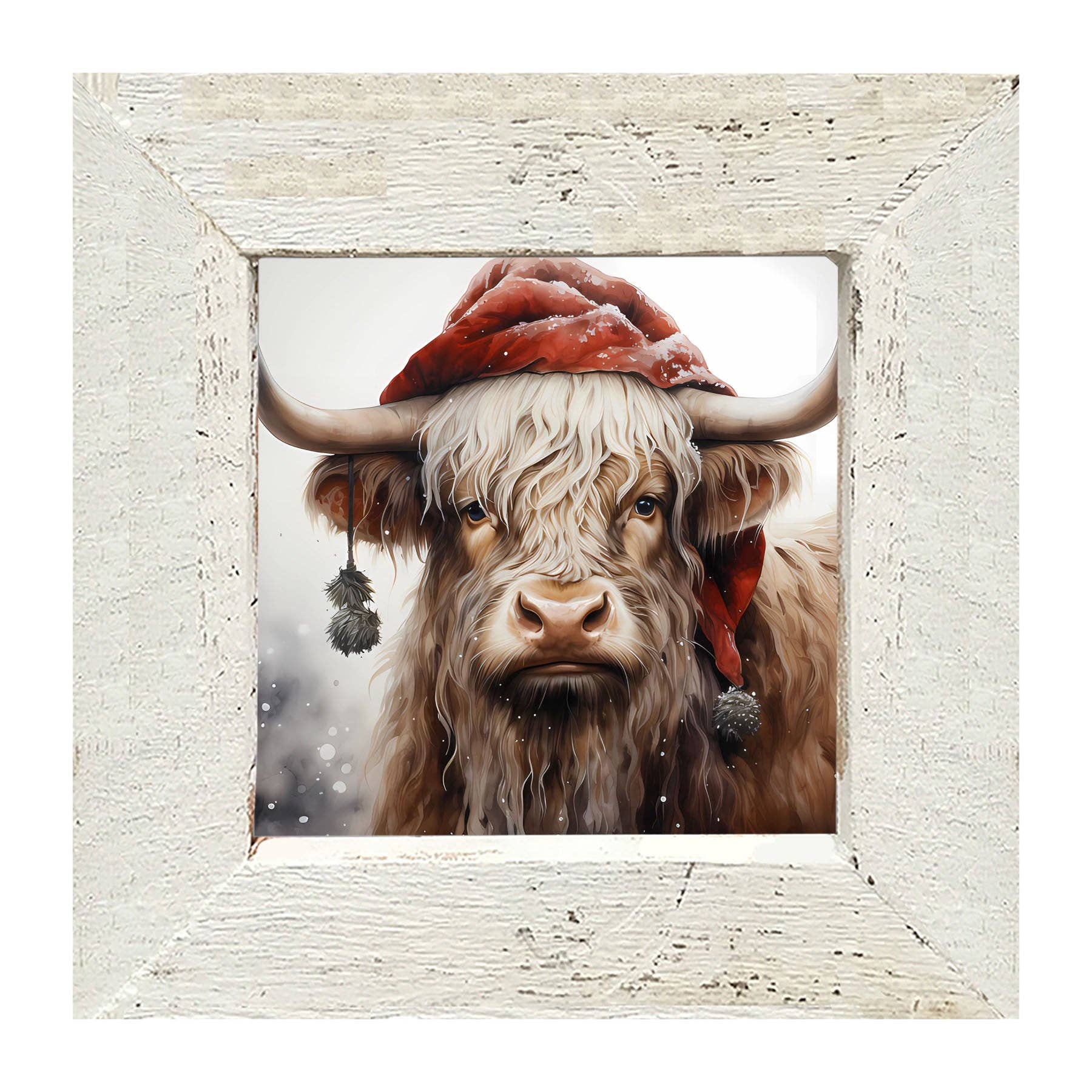 ginger blue - Wholesale Art Print - Highland cow with Santa hat5