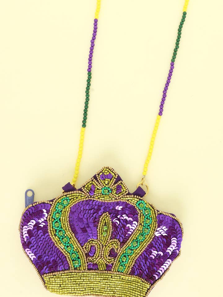 Mardi Gras Jeweled King Crown Crossbody Bag for wholesale by SP Sophia Collection