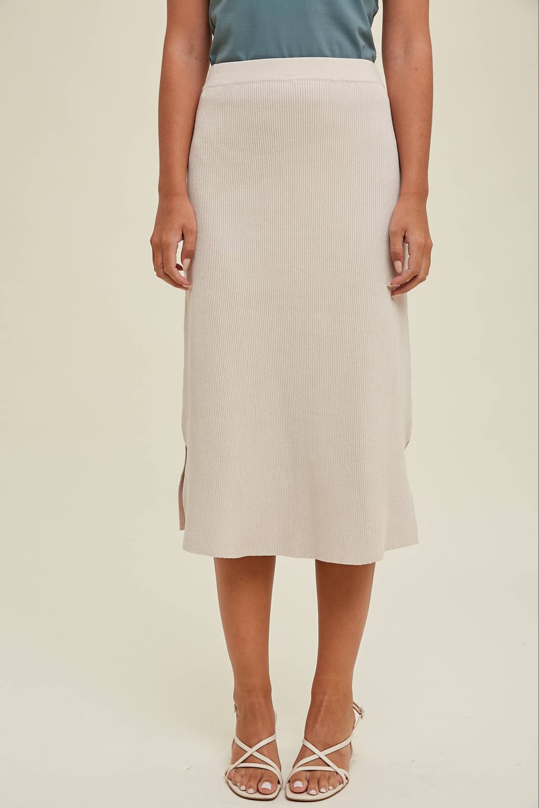 Wishlist Apparel - Wholesale Skirt - Women's - RIBBED SWEATER MIDI SKIRT WITH SIDE SLITS / WL23-81870