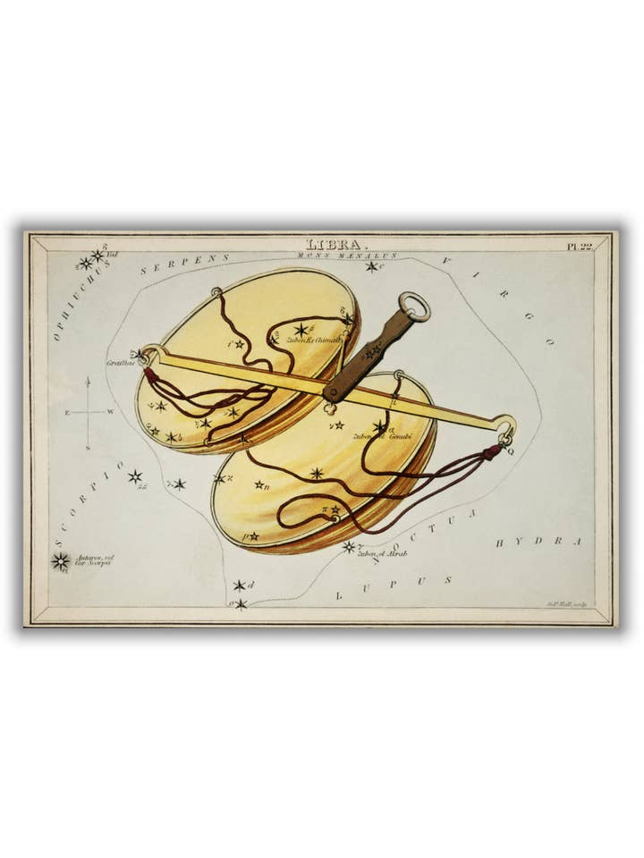 Astronomical chart illustration of the Libra for wholesale by Stanley Print House