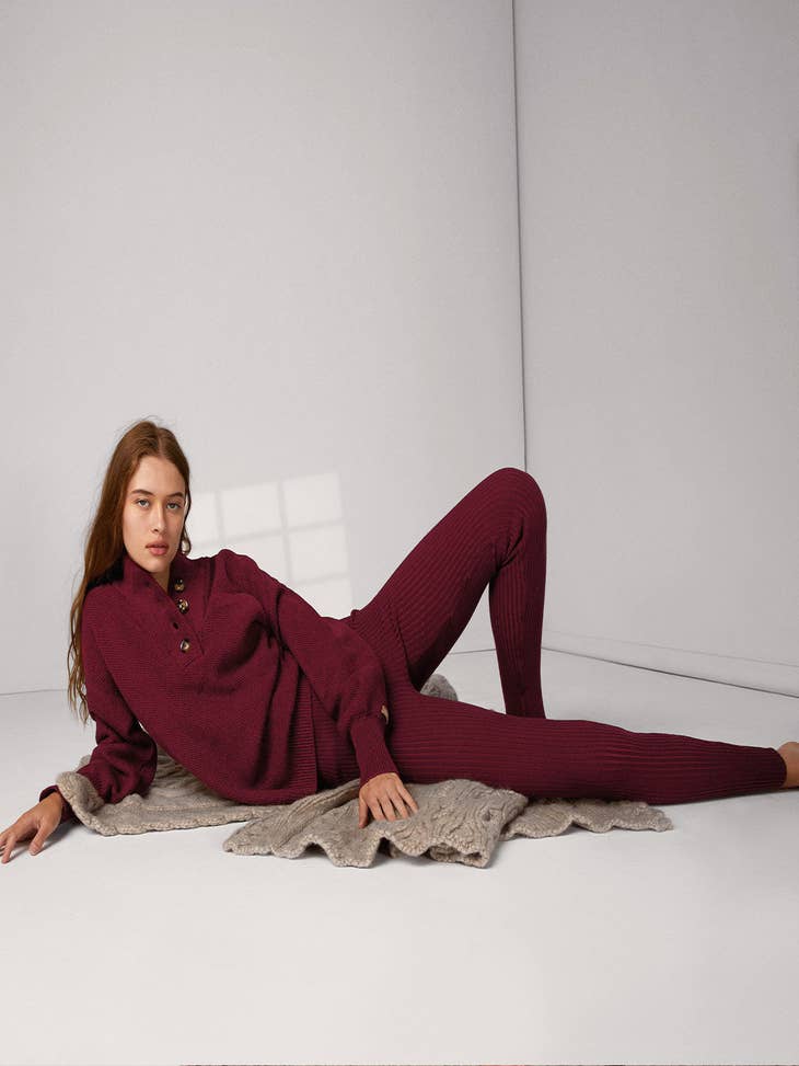 girlfriend collective, Pants & Jumpsuits, Sgirlfriend Collective Burgundy  Legging With Side Pockets