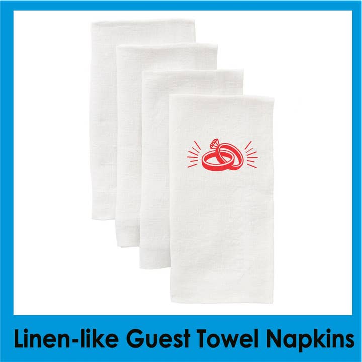 Party Bibs - Wholesale Disposable napkin - Wedding Rings Linen Like Napkins, Pack of 25