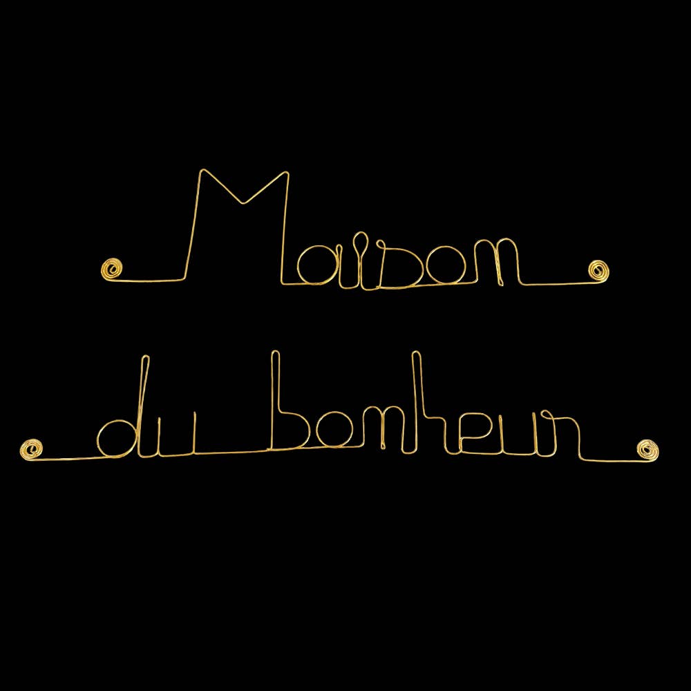 Bijoux de Mur - Wholesale Wall Accent - “House of Happiness” Gilded Brass Wire Wall Decoration 1