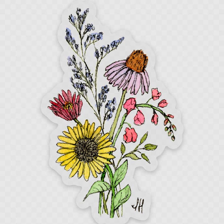 Wildflowers No 1 - Clear Vinyl Sticker for wholesale by Isabelle Hughes Art