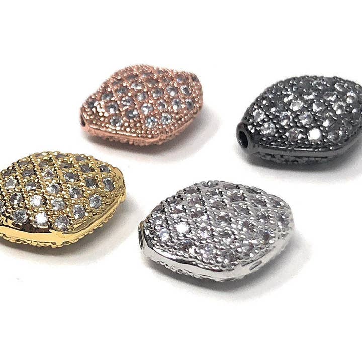 CZ Micro Pave Beads, Pave Spacer Beads voor DIY sieraden, Sieraden bevindingen voor het maken van sieraden, Groothandel kralen, 11.5mmX 8,5 mm, per stuk voor wholesale door Akstar Gems