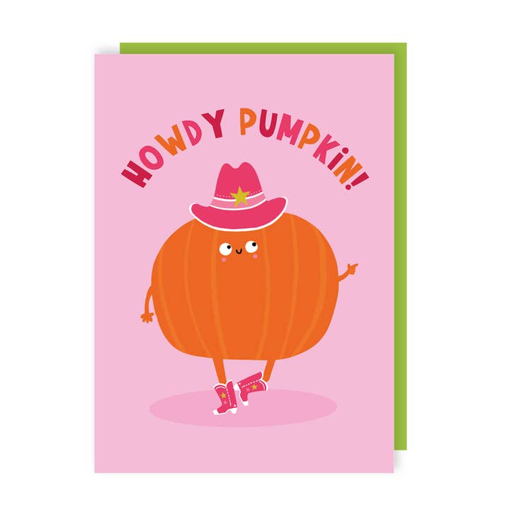 Howdy Pumpkin Halloween Card for wholesale by Lucy Maggie Designs