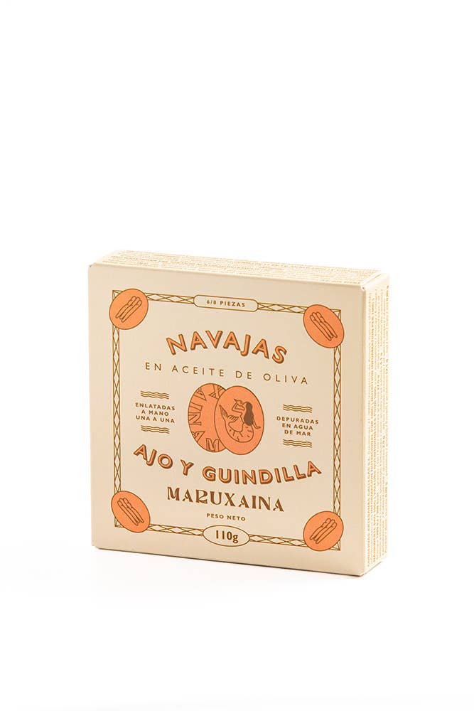 Don Gastronom USA - Wholesale Tinned Fish - Maruxaina. Razor Clams in Spanish Olive Oil, Garlic & Chili.1