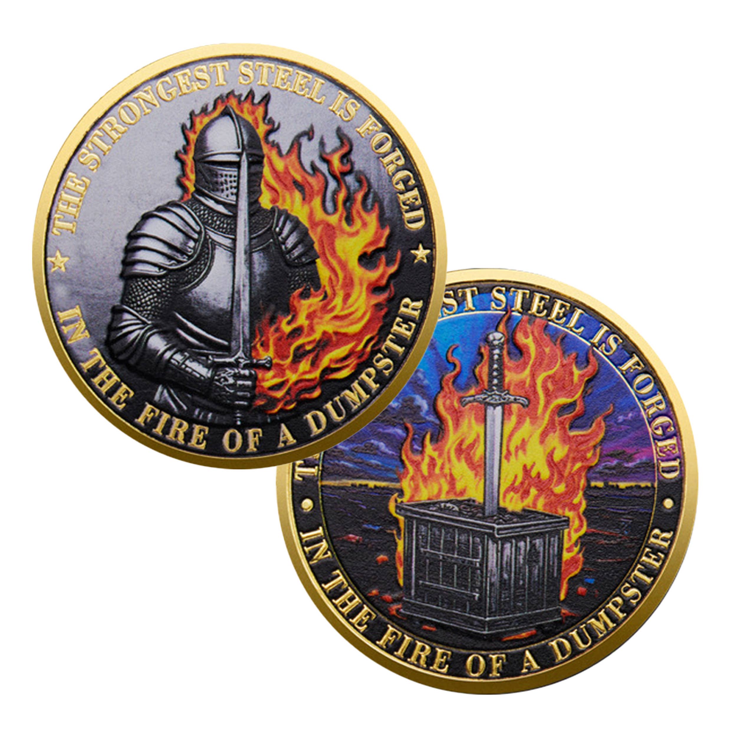 Blinkee.com, LLC – wholesale Keepsake coin/token – Knight Dumpster Fire Department Challenge Gold Plated Coin3