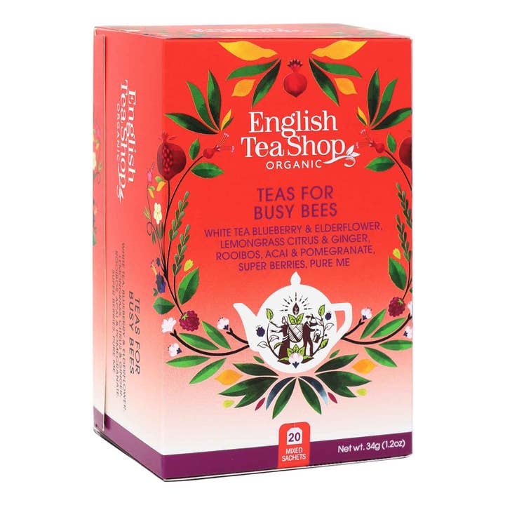 ETS - Colección de té para abejas ocupadas, BIO, 20 bolsitas de té, 5 variedades para venta al por mayor de English Tea Shop