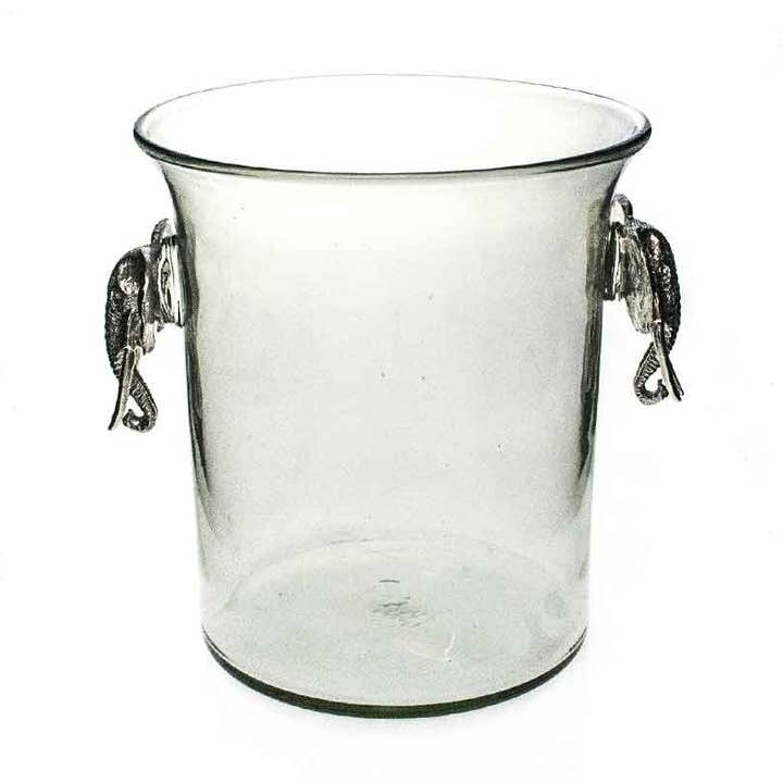 Seau à glace soufflé à la main avec poignée en étain éléphant pour la vente par Maisie Grace Designs