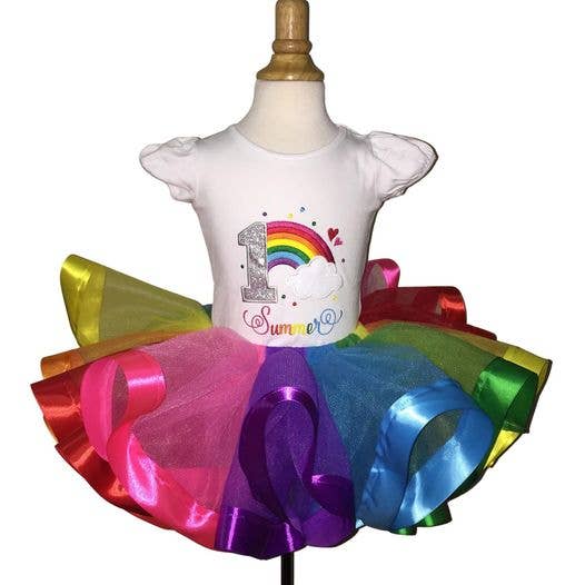Rainbow Cloud Ribbon Trim Tutu for wholesale by Dukes Designs & Creations