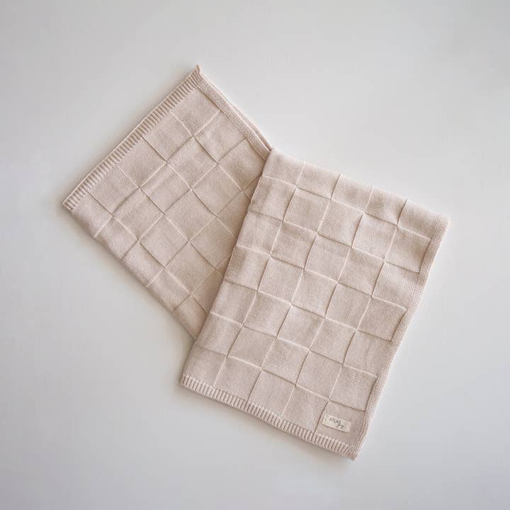 Atlas Grey - Wholesale Bedding Blanket - Kids & Baby - Organic Checkered Knit Blanket
