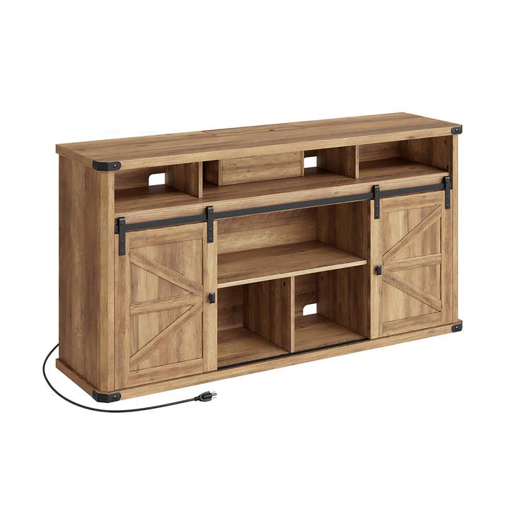 30" High TV Stand for TVs up to 75 Inches Honey Brown for wholesale by Greenwestons