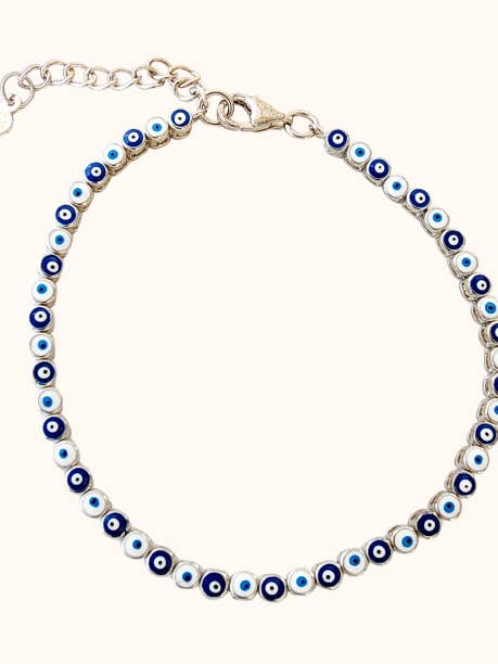 Evil Eye Tennis Bracelet | Sterling Silver for wholesale by The Mira Shoppe