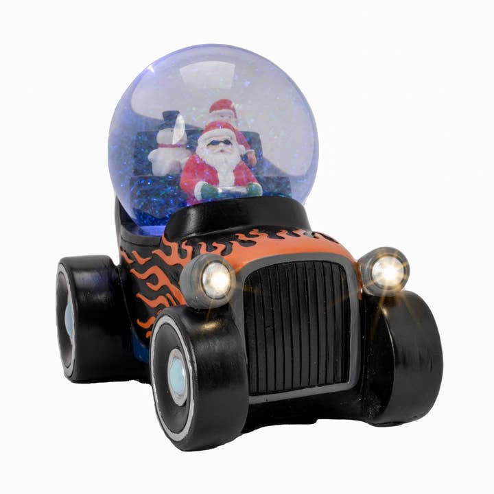 Santa's Hot-Rod Globe | Statuette natalizie per la vendita all'ingrosso da parte di Forever Gifts Inc.