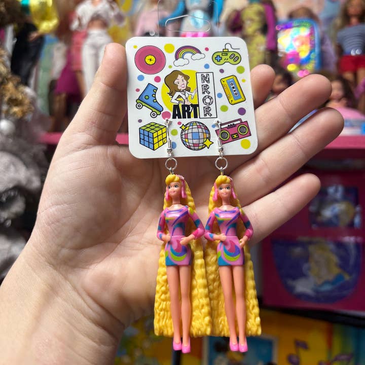 NO RHYME OR REASON ART - Wholesale Dangle Earrings - Totally Hair Barbie Doll Earrings - 90s Nostalgia, Posable11