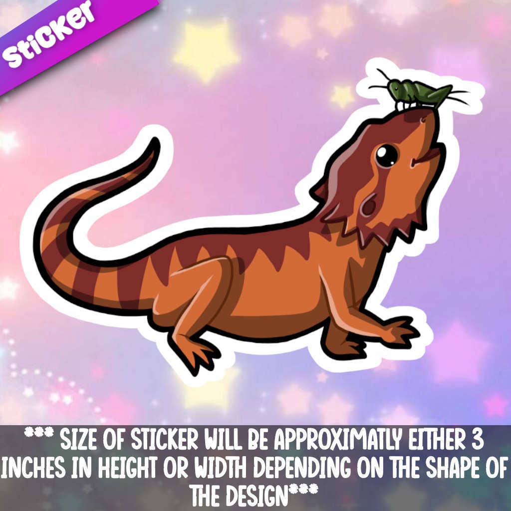 Mega Kawaii Cuties – Engroshandel Klistermærke – Skægget drage- Cricket på næse1