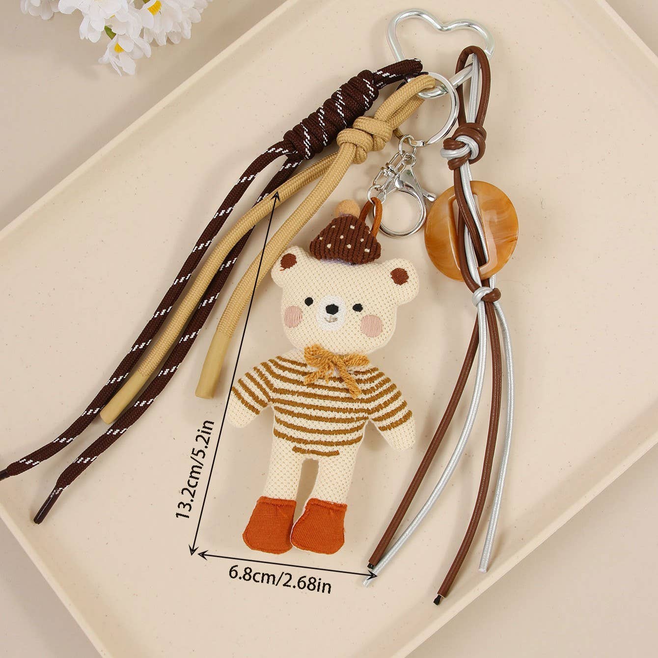 Cute Cartoon Bear Doll Braided Rope Bag Pendant Keychain for wholesale on Faire2