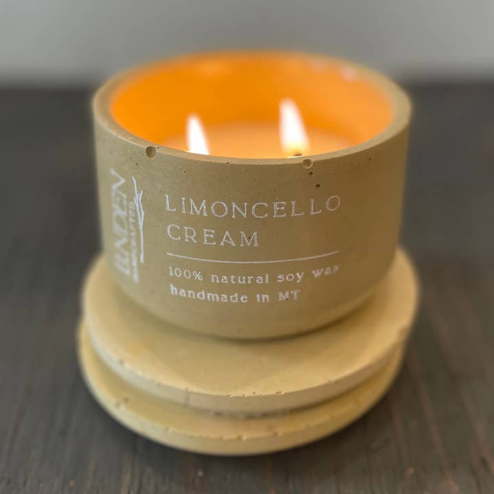 Linden Handcrafted - Wholesale Jar/Filled Candle - Limoncello and Creme Concrete Candle0