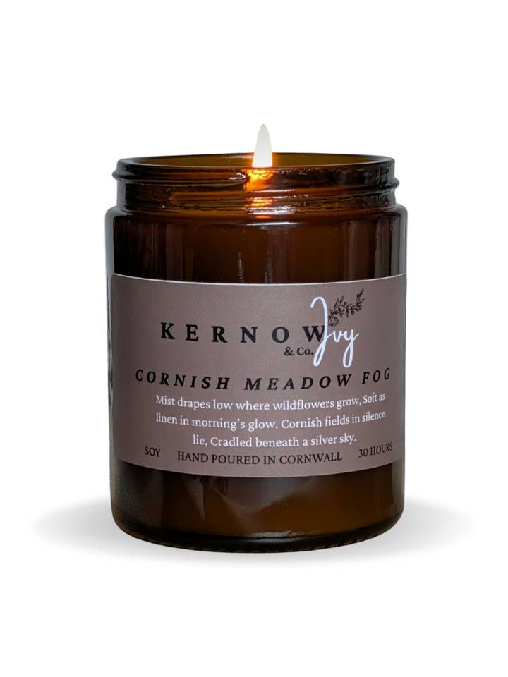 Cornish Meadow Fog Scented Soy Candle for wholesale by Kernow Ivy & Co.