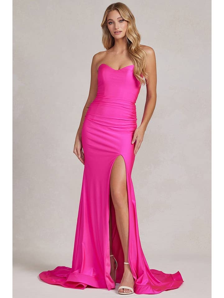Sweetheart Stretch Satin Evening Dress for wholesale by Babyfox Apparel