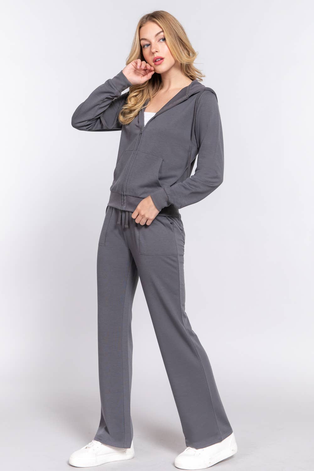 Active Basic | Active USA - Wholesale Lounge Set - Women's - Long Sleeve Hoodie Jacket & Pants Sweatsuit Set  11