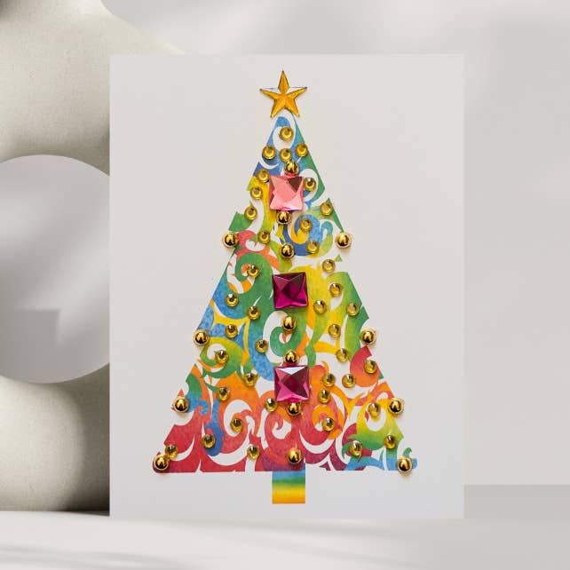 Holiday Tree Greeting Card with Star for wholesale by Russell Jeffery Design by Off By Heart Design