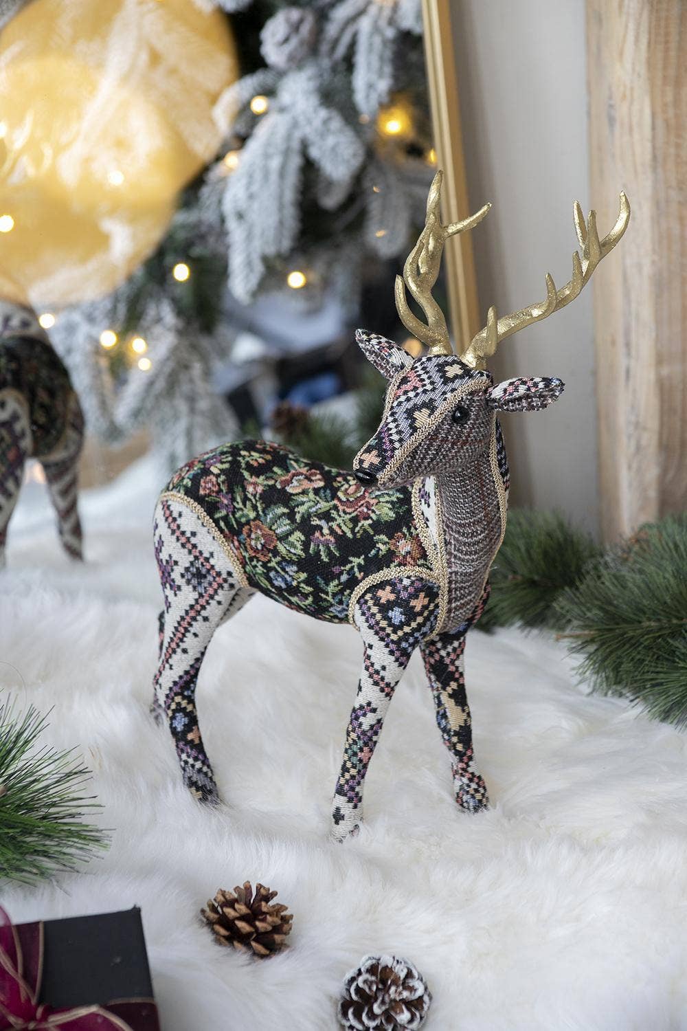 A&B Home Group Inc. - Wholesale Christmas Decoration - 13x6.3x16.5" Majestic Velvet Deer Figurine1