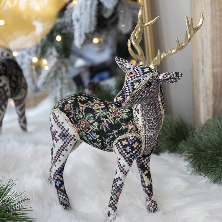 A&B Home Group Inc. - Wholesale Christmas Decoration - 13x6.3x16.5" Majestic Velvet Deer Figurine1