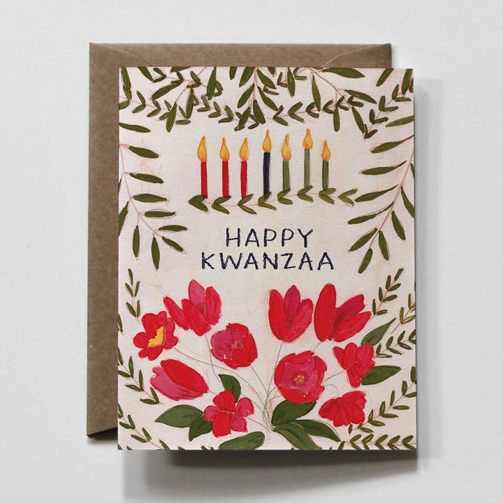 everglow handmade - Wholesale Kwanzaa Card - Happy Kwanzaa | Floral Kwanzaa Holiday Greeting Card