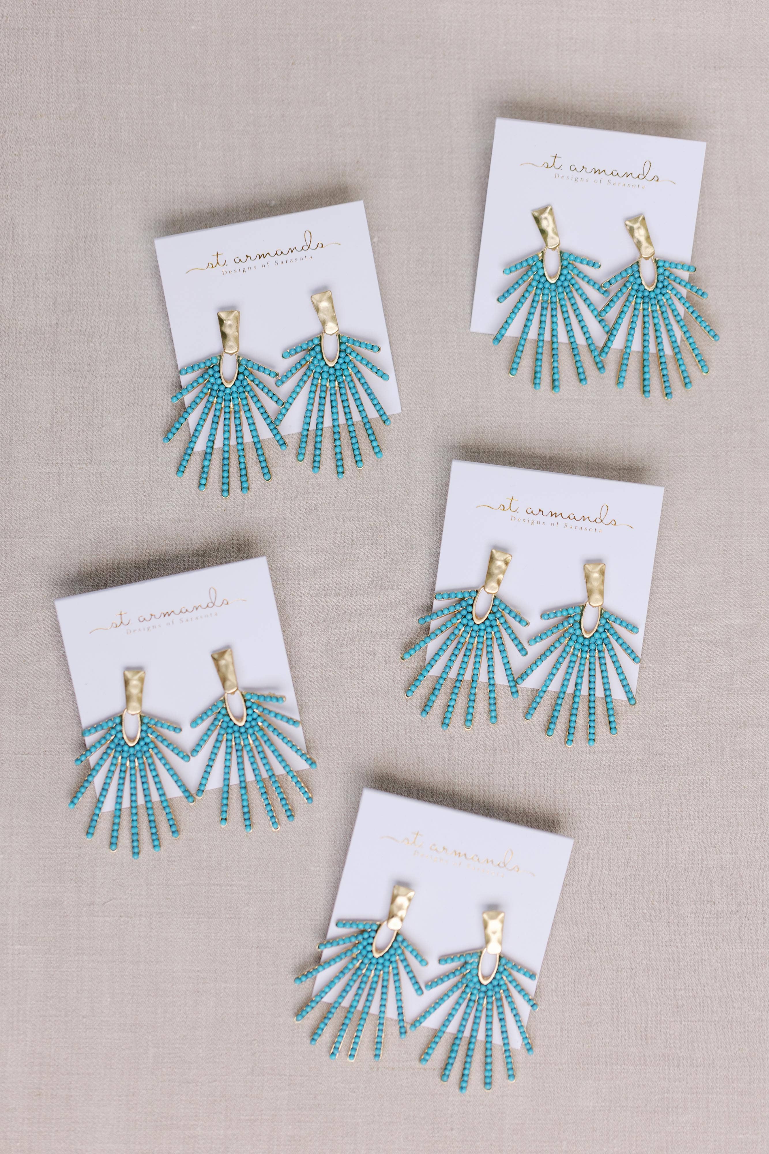 St Armands Designs of Sarasota - Wholesale Dangle Earrings - Light Turquoise Sunburst Statement Drop Earrings2