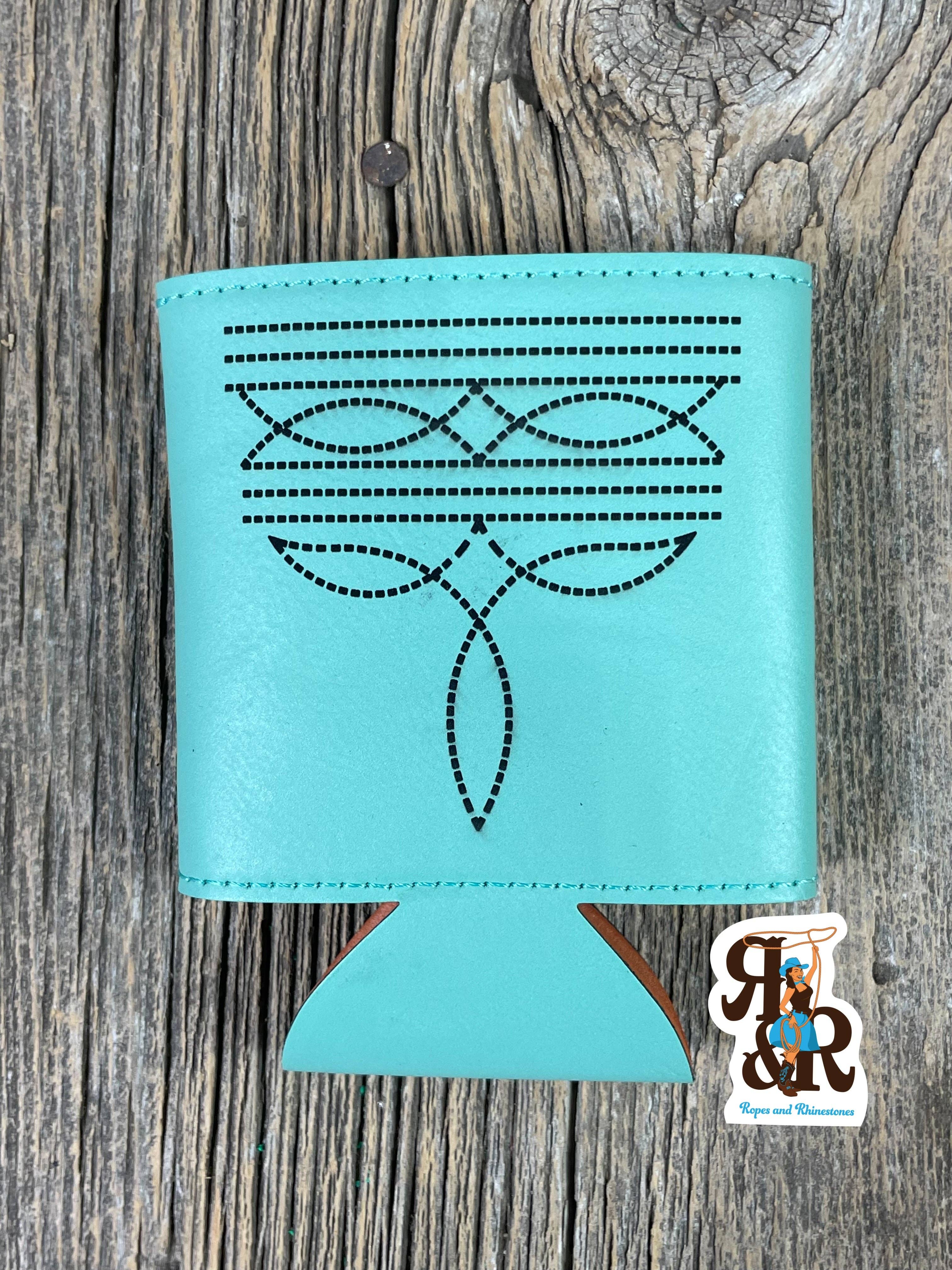 Ropes and Rhinestones - Wholesale Drink Huggers & Koozies - Wholesale Boot Stitch Leatherette Can Cooler4